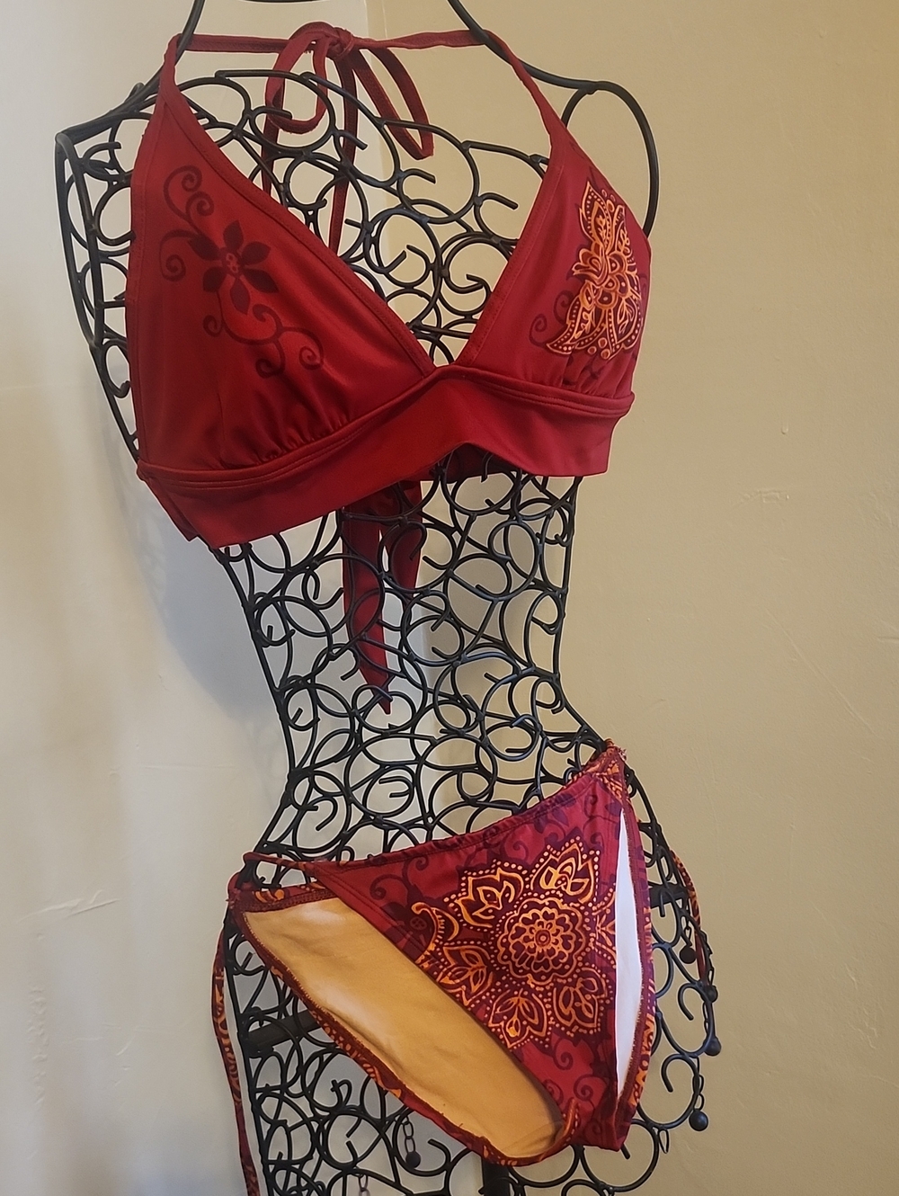 Victoria's Secret Red Floral Halter Bikini Set